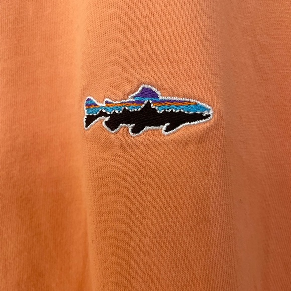 Patagonia Polo Shirt Men’s Trout 100% Organic Cotton Orange Size XL Outdoors - Picture 4 of 9